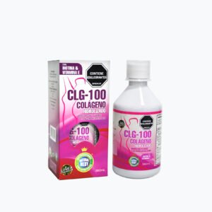 Botella y caja de suplemento de colágeno hidrolizado CLG-100 en tienda naturista.