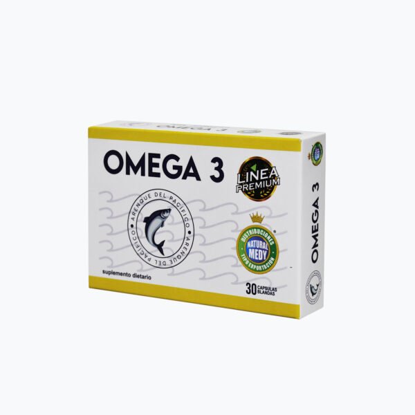 Suplemento de Omega 3 en cápsulas para salud cardiovascular y cerebral. Producto natural y de alta c.