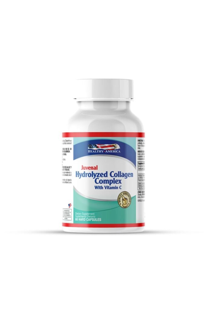 Cápsulas de colágeno hidrolizado con vitamina C, 60 unidades.