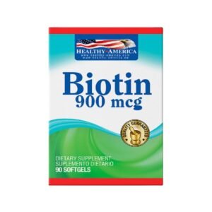 Biotina 900 mcg en cápsulas para fortalecer cabello y uñas.