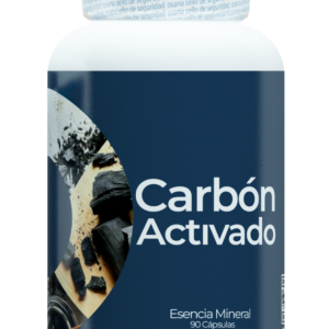 Capsulas de carbón activado en envase para detox y limpieza interna.