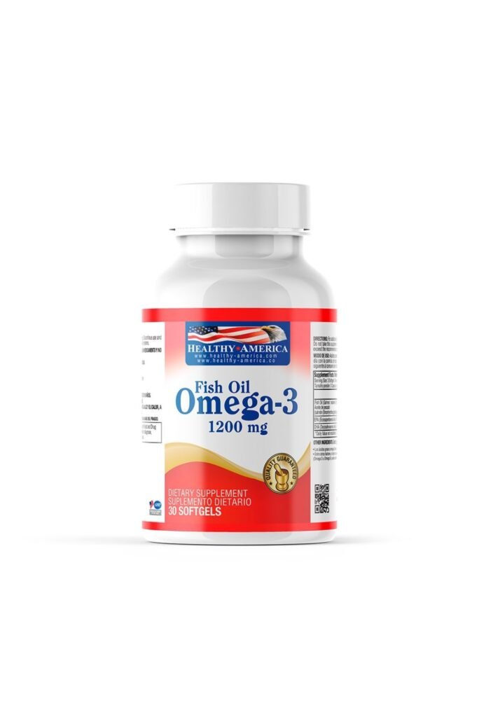 Aceite de Pescado Omega-3 1200 mg, suplemento para salud cardiovascular y cerebral.