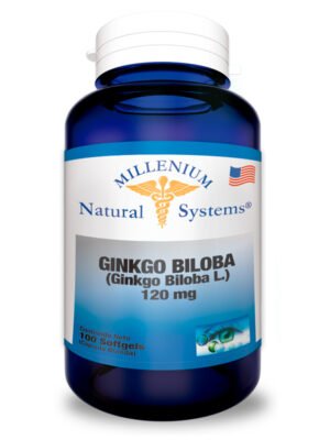 Suplemento de Ginkgo Biloba 120 mg en cápsulas blandas, 100 unidades.