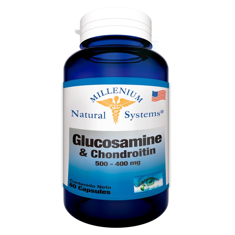 Suplemento de Glucosamina y Condroitina en cápsulas para articulaciones.