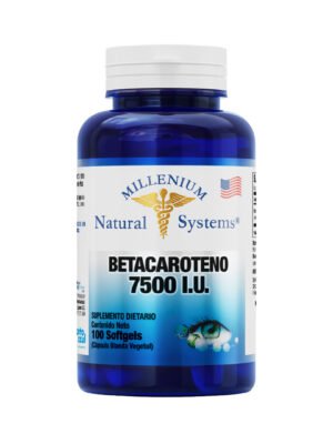 Suplemento de Omega 3 con betacaroteno para salud visual y antioxidantes.