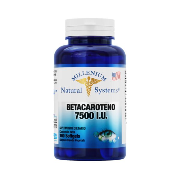 Suplemento de Omega 3 con betacaroteno para salud visual y antioxidantes.