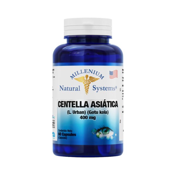 Cápsulas de Centella Asiática 400 mg para salud natural y bienestar.