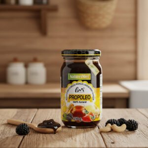 Propóleo con miel y jengibre, 310 g, en frasco de vidrio.