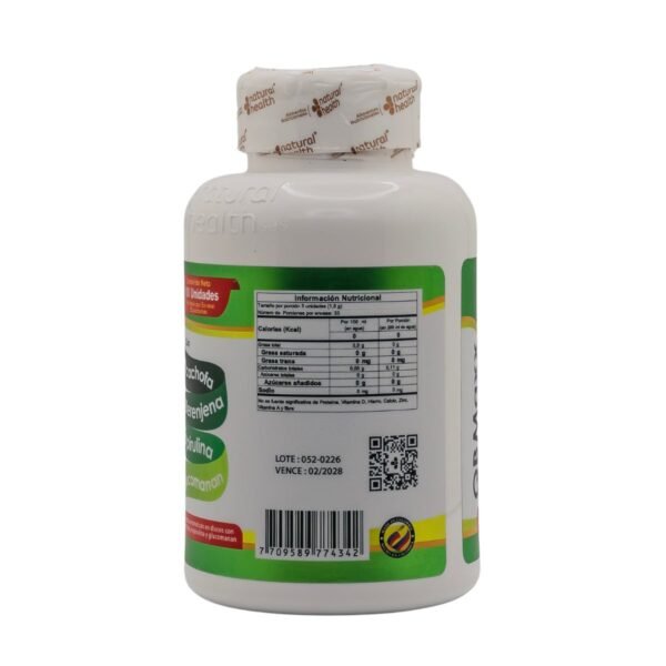 Suplemento alimenticio en cápsulas para salud natural y bienestar.